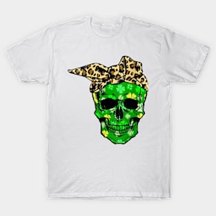 Sugar Skull Shamrock St Patricks Day T-Shirt